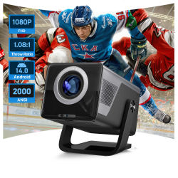 Proyector Lyncast 8K Compatible con HD 1080P, Enfoque Automático, 2000ANSI, Altavoz de 5W, Android 14, WiFi6, BT5.4, Proyectores de Cine en Casa para Exteriores X7