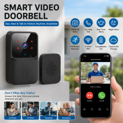 Videoportero Inalámbrico con Cámara, WiFi, Comunicación Bidireccional, Visión Nocturna IR, Monitor de Vigilancia de Seguridad para el Hogar Inteligente
