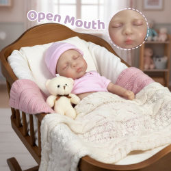 33CM pintado y sin pintar boca abierta silicona suave Reborn Bebe niña muñeca Luna bebe reborn de silicona muñecas realistas para bebés recién nacidos