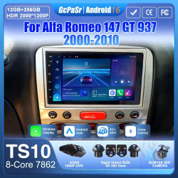 Android 16 Carplay para Alfa Romeo 147 GT 937 2000-2010 navegación GPS vídeo Radio de coche GPS automotriz Multimedia Monitor de coche DVD