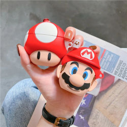 Funda Super Marie Mushroom para Airpods 4, funda de silicona para auriculares con dibujos animados 3 2 1, funda para Airpods Pro 2 3 2 1 para niños