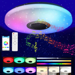 Lámpara de techo LED de 36W con altavoz Bluetooth, regulable por control remoto y aplicación, lámpara RGB para dormitorios, salas de estar y fiestas