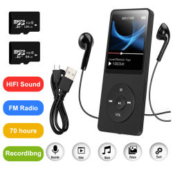 Soporte 128GB Bluetooth MP4/MP3 Reproductor de música sin pérdidas Grabadora de radio FM Deporte