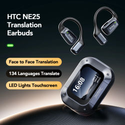 Audífonos Inalámbricos HTC NE25 OWS con Bluetooth 5.4, Traductor IA para más de 135 Idiomas, Traducción Cara a Cara, Control Táctil