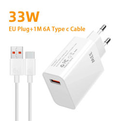 Cargador rápido USB de 33W, adaptador de cargador rápido para teléfono móvil, Cable USB tipo C para Xiaomi, Redmi, iPhone, Samsung, cargador USB de viaje de pared