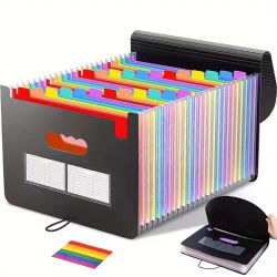 Carpeta de Archivos con 25/13 Bolsillos, Organizador de Archivos Tipo Acordeón, Caja de Archivo Expandible Portátil de Plástico, para Papel/Documentos, con Pestañas de Colores