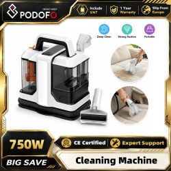Aspiradora de Alta Potencia Podofo de 750W, Limpiador de Alfombras de 15KPa, Limpiador de Manchas Portátil para Sofá, Cortinas, Máquina Integrada de Aspiración y Pulverización para Limpieza de