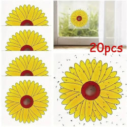 Trampas para moscas de ventana de 20 piezas, pegatinas para moscas de girasol, interior, cocina, plantas, árboles, Control de plagas