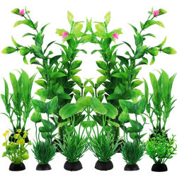 Accesorios para pecera, plantas verdes, 10 Uds., decoraciones para pecera verde, plantas de plástico artificiales para acuario, decoración de plantas de plástico