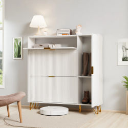Zapatero Comanlai con 3 Compartimentos y 1 Puerta, Moderno Zapatero de Madera, Mueble para Guardar Zapatos para Entrada, Pasillo, Sala de Estar