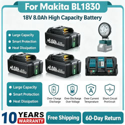 Batería de 18V y 8000mAh para Makita BL1830 BL1815 BL1860 BL1850 BL1840B, batería recargable para herramientas eléctricas ﻿ Cargador 4A 6A