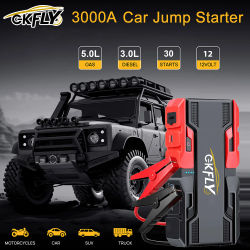 Arrancador de Coches GKFLY 3000A, Dispositivo de Arranque de Emergencia, Cables, 12V, Cargador Portátil, Batería de Respaldo
