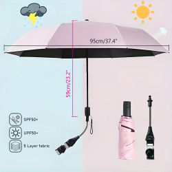 Sombrilla Universal Ajustable con Protección Solar UPF50+ - Diseño Portátil para Playa, Silla de Ruedas, Carrito de Golf, Soporte y Muebles de Patio