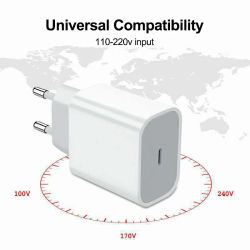 Cargador de Teléfono USB PD de 20W para iPhone, Cargador Rápido para iPhone, iPad, Samsung, OnePlus, Adaptador de Carga Rápida de Pared, Cable Tipo C, Enchufe EU/US
