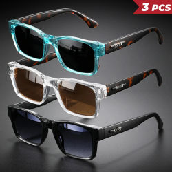 3 Pares de Gafas de Sol Unisex Retro Punk, Montura Cuadrada con Protección UV400, para Aventuras al Aire Libre, Estilo Casual, Gafas para Hombre