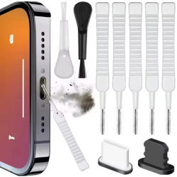 Kit de Limpieza para Altavoces y Puertos de Carga de Teléfonos Móviles, Cepillo para Auriculares y Tapones Antipolvo para iPhone 17 16 15, Samsung, Xiaomi