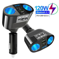 Cargador divisor de enchufe para encendedor de cigarrillos de coche, cargador rápido PD QC3.0, adaptador de corriente con pantalla Digital USB Dual 2.4A para todos los teléfonos