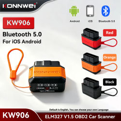 KONNWEI KW906 ELM327 V1.5 OBD2 escáneres de fallos de coche Bluetooth 5,0 herramienta de diagnóstico OBDII para lector de códigos Android/IOS