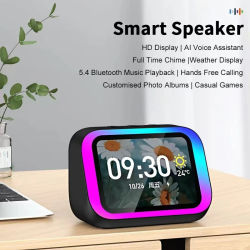 Altavoz Bluetooth con Asistente de Voz IA, Iluminación RGB, Reloj Despertador, Pantalla LED, Reloj Meteorológico, Altavoz Electrónico