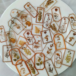 30 Uds. Vintage flor planta hoja cuenta de mano DIY pegatina decorativa diario basura suministros de decoración DIY etiqueta adhesiva de decoración
