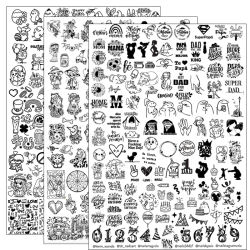 Placa de estampado de uñas de animales con personaje de dibujos animados, placa de imagen artística de uñas de Halloween, plantilla de sello de diseño de hojas de plantas geométricas de flores