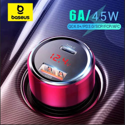 Baseus 45W cargador de coche QC 4,0 3,0 para Xiaomi Huawei Supercharge SCP Samsung AFC carga rápida PD USB C carga de teléfono portátil