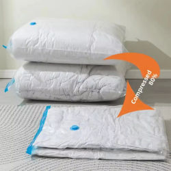 Paquete de 20 bolsas de almacenamiento al vacío, compresión ahorradora de espacio para edredones y mantas, sellador de ropa, bomba manual incluida