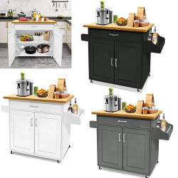 Carrito de Cocina con Porta-Toallas y Estante para Especias, Isla de Cocina Móvil, Carrito de Cocina, Mueble de Cocina con Rotación de 360 Grados ° Ruedas y Cajón, LWH Aprox. 115 x 36 x 90 cm,