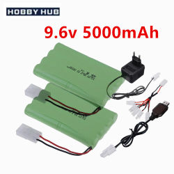 Batería recargable Ni-MH de 8*AA 9.6V 5000mah con enchufe Tamiya y cargador para coches RC, tanques, camiones y juguetes.