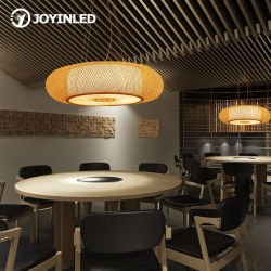 Lámpara Colgante Redonda de Mimbre JOYINLED, Estilo Vintage, Hecha a Mano, Retro Clásica, LED, para Techo, Lámpara de Ratán
