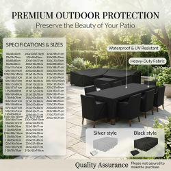 Funda práctica para muebles de jardín, tamaño 230, impermeable, resistente, anti-UV y a prueba de polvo, se adapta a sillas, sofás y mesas de patio