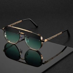 Gafas de sol metálicas de doble montura clásicas y modernas, de alta gama, sencillas y versátiles para hombre y mujer.