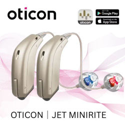 Audífono Oticon MiniRITE Jet 1 Jet 2 de 48 Canales con Bluetooth, Sonido para Tinnitus, Compatible con Batería 312 para Adultos Mayores
