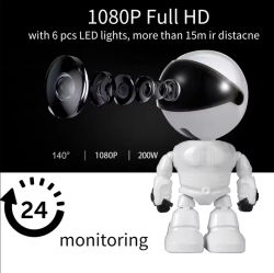 Robot inteligente WiFi Cámara IP 1080P HD Monitor de bebé y seguridad en el hogar