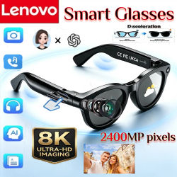Gafas Inteligentes Lenovo 8K 2400MP con IA, Video, Foto, Bluetooth, Conversación, Traducción, Grabación, Reproducción de Música, Gafas de Sol Inteligentes