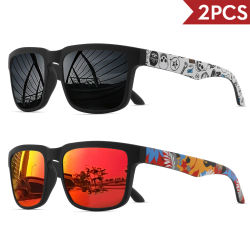 2 gafas de sol deportivas cuadradas con patrón de patillas de diseño - UV400 para hombres y mujeres, vacaciones en la playa