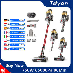 Tdyon Aspiradora inalámbrica de 750 W succión ultrafuerte de 8500 Pa carga rápida en 3 horas depósito de polvo grande de 2,8 L, batería extraíble, hasta 80 minutos de autonomía, aspiradora de mano 2
