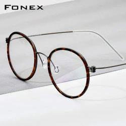 Montura de gafas FONEX B de titanio para hombre, monturas redondas de diseño de marca para mujer, gafas ultraligeras de peso Morten, gafas coreanas sin tornillos