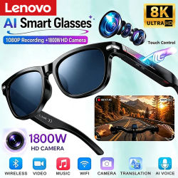 Gafas Inteligentes Lenovo con IA, 8K, Control Remoto, Cámara Táctil, Grabación, Reproducción de Música, Traductor, Asistente de Voz, Gafas de Sol Inteligentes