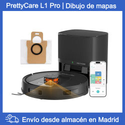 Aspiradora y Mopa Robótica Inteligente PrettyCare, 15000Pa, Navegación LiDAR, Estación de Autovaciado, Aspiradora Robótica para Pelo de Mascotas y Hogar