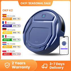 OKP K2 Robot Aspirador 2200Pa de succión,App/Google asistente de control,Ideal para pelo de mascotas, alfombras y suelos duros