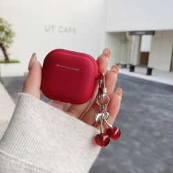 Funda de silicona para Airpods 4 3 Pro 2 1, funda protectora con colgante de cereza 3D, fundas para auriculares inalámbricos para Apple Airpods Pro2