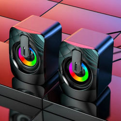 Altavoces estéreo HIFI con cable Usb, altavoces para PC, Caixa De Som con cable USB y luces RGB, Control De volumen, sistema De Audio De escritorio AUX-in De 3,5mm