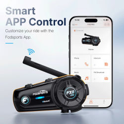 Intercomunicador para Motocicleta Fodsports FX8 Pro, Auriculares Bluetooth para Casco, Conexión por Aplicación