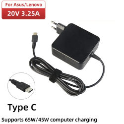 Adaptador de corriente para ordenador portátil, cargador de 65W tipo C, 20V, 3.25A, 45W, USB C, teléfono PD, MacBook, ASUS, ZenBook, Lenovo, Dell, Xiaomi, Air, HP, Sony