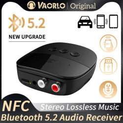 Receptor de Audio NFC Bluetooth 5,2, 3,5mm AUX RCA USB u-disk/TF, adaptador inalámbrico de música estéreo HIFI con micrófono para Kit de altavoz para coche