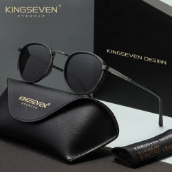 KINGSEVEN, gafas de sol informales con montura redonda, gafas polarizadas UV400 a la moda para hombre, gafas Retro de lujo para mujer, gafas para conducir en verano al aire libre