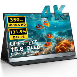 UPERFECT 4K Monitor portátil de 15.6 pulgadas 130% SRGB 3840*2160 HDR QLED USB-C Monitor portátil de la computadora portátil Pantalla de computadora HDMI, Monitor de juego con Smart Cover Dual