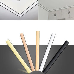 Línea de decoración de PVC autoadhesiva, Fondo de pared, borde, banda, techo, muebles, azulejo, hueco, pegatina, decoración, cinta dorada, 5M