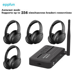 Transmisor Bluetooth LE Audio y Sistema de Auriculares para TV, Transmisor/Receptor Aptx sin Pérdidas/Auracast para Ver Programas, Jugar y Escuchar Música